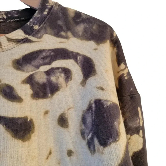 Ice Tie Dyed Upclycled Gray White Oversized Crewneck Sweatshirt Medium - Picture 3 of 5